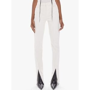 Mother The Rascal Sliced Up Heel Jeans Size 28 Antique White Cream Straight 35in